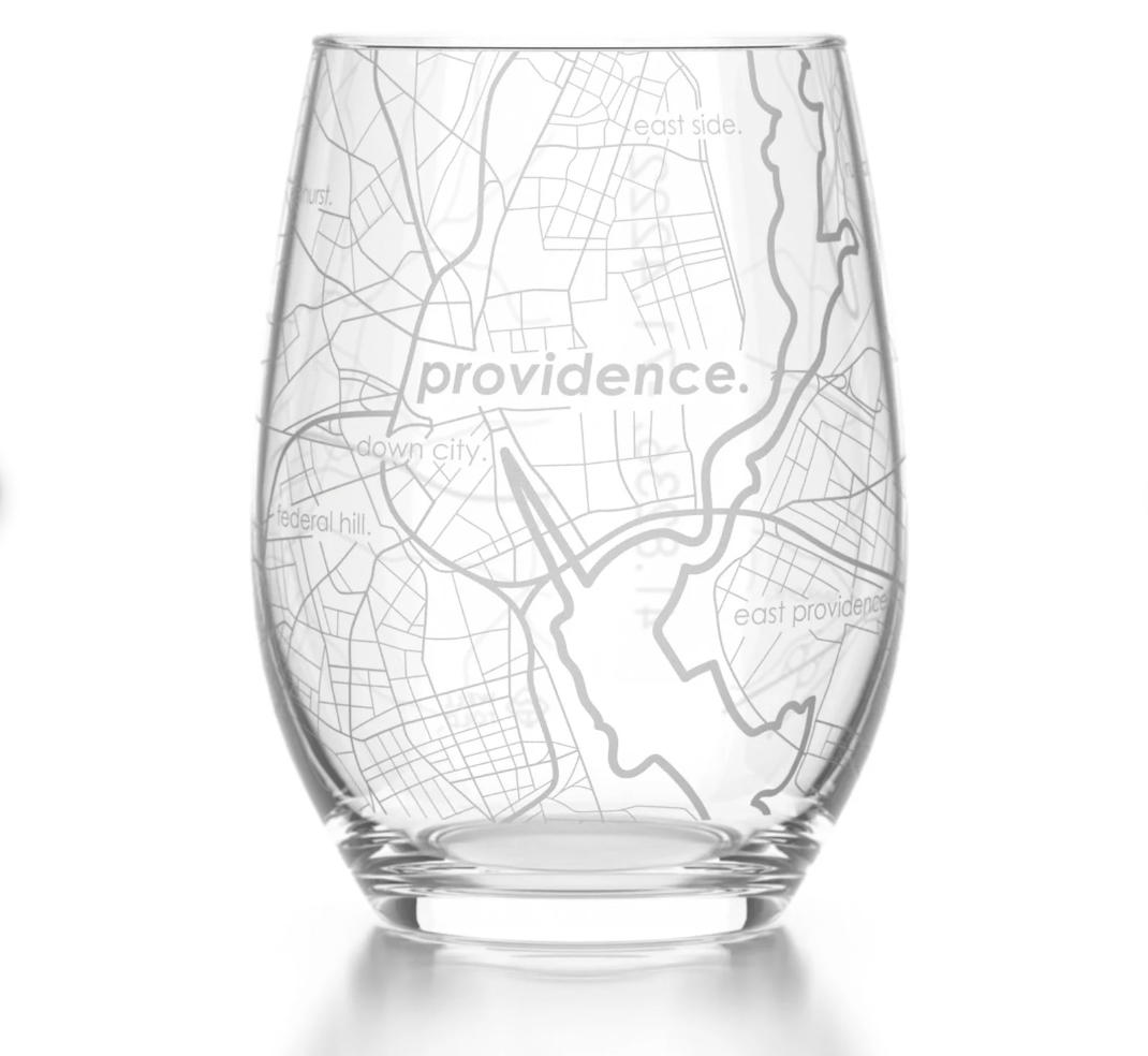 map stemless wine glass